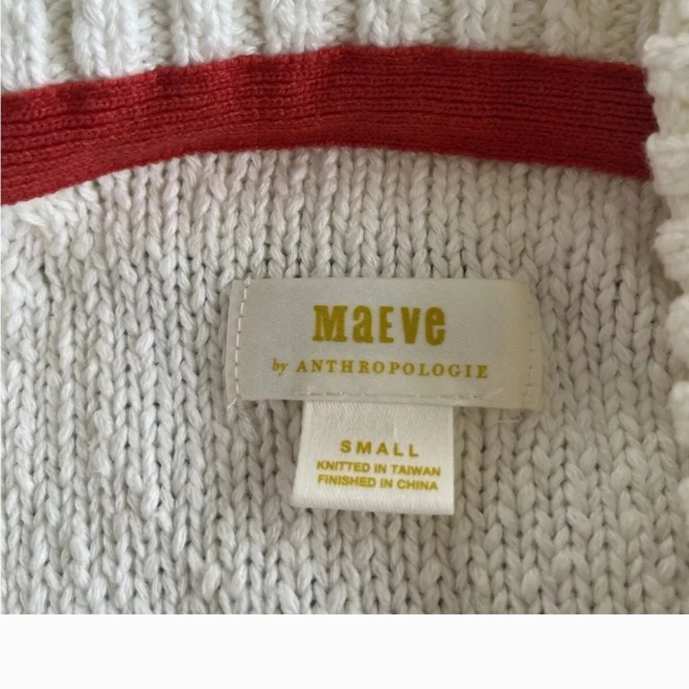 Maeve Anthropologie Heart Patterned White Sweater - Picture 5 of 8